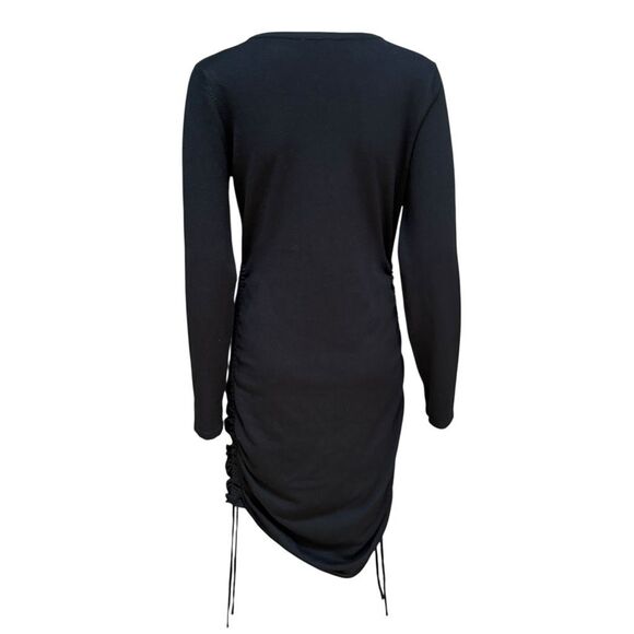 Le Lis black Sweater Dress Ruched sides Cozy size L - Picture 3 of 7